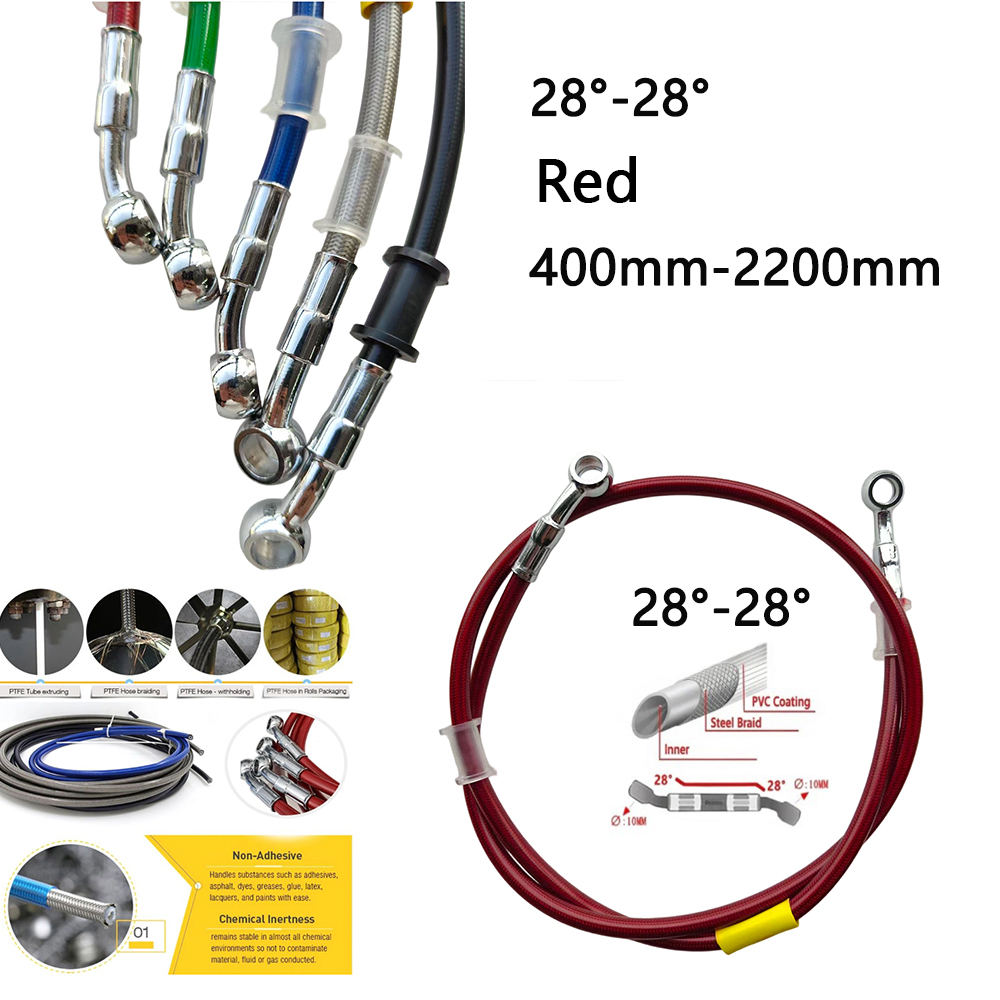 Brake Line Motorcycle - 28-28 Red Universal Motorcycle Hydraulic Brake